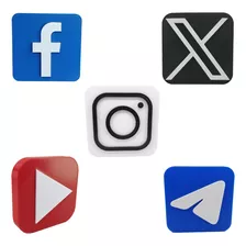 Logos Redes Sociais Ícones Decoração Streamer Live Geek 3d