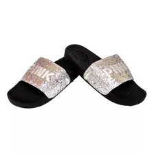 Ojotas Mujer Sandalias Verano Glitter Bordadas