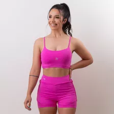 Conjunto Fitness Bermuda Dupla E Top Sem Bojo Academia