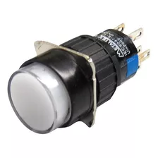 Botão Pulsador Plástico Iluminado Branco 16mm Ip40 220v