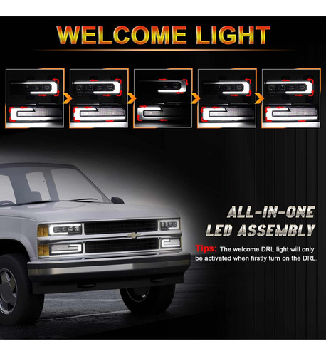 Faros Led Ambos Lados Chevy Gmc C/k 1500 Suburban Silverado Foto 3