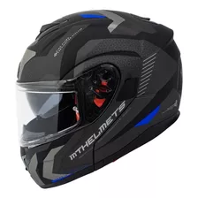 Casco De Moto Mt Helmets Atom Sv Híbrido Azul Mate + Fogoff
