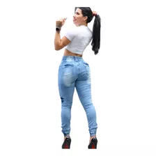 Calça Jeans Jogger Feminina Rasgada Linha Premium C Elástico