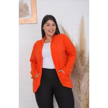 Blazer Talles Grandes Especiales Saco Crepe Tendencia Mujer