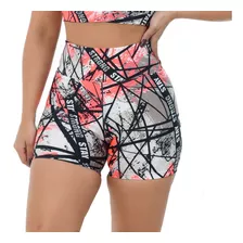 Kit 3 Short Suplex Cintura Alta Meia Coxa Estampado Academia