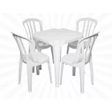 Conjunto Mesa E 4 Cadeiras Bistrô Antares Plástico Branco