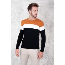 Sweater Combinado Escote Redondo Art 8502