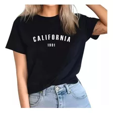 Blusa Camiseta Feminina Califórnia T-shirt Básico Dia A Dia