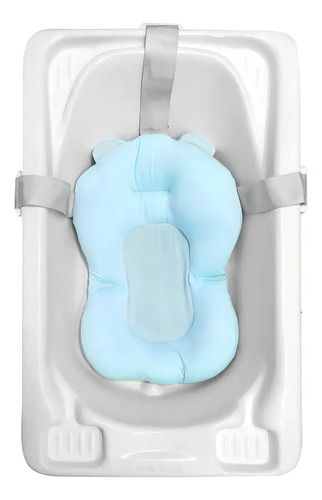 Almofada Banho Bebê Gk Multivendas Flutuante Azul Ajustável 0-6 Meses Azul Bebê Liso
