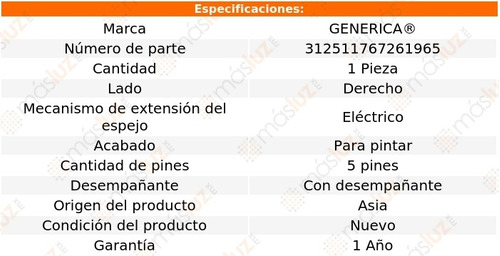 Espejo Der Elect P/pintar C/desemp 5 Pines Legacy 15/16 Foto 2