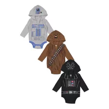 Star Wars Pack De 3 Bodis De Manga Larga Con Capucha Para Be