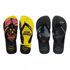 2 Pares Havaianas Top Star Wars Preta Original Darth Vader