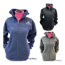 Campera Polar Mujer C/ Bolsillo Y Cierre Antipiiling Bordada