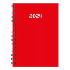 Agenda 2024 Diaria N° 7 C/espiral Gofrada Azul Color De La Portada Rojo