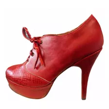 Zapatos De Plataformas Acordonados Cuero Legitimo Moda Mujer