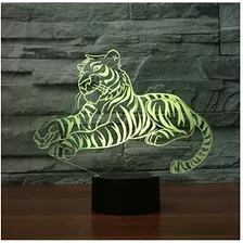 3d Tiger Animal Luz De La Noche Táctil Mesa De Escritorio