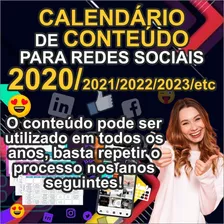 Calendário De Conteúdo Mídias Sociais Completo + Brinde Leia