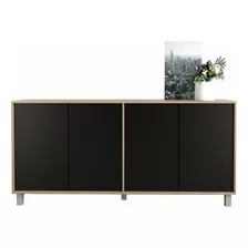 Mueble Bahiut Vajillero 4 Puertas 180 Cm Moderno Living Color Olmo Negro