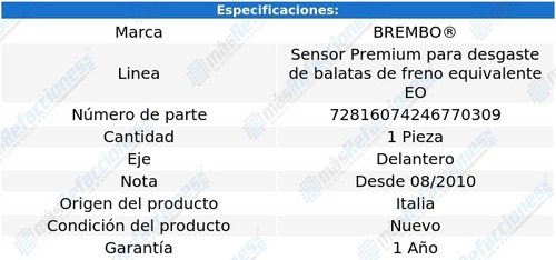 Sensor Para Balatas Delantera Mini Cooper 2010-2015 Brembo Foto 2