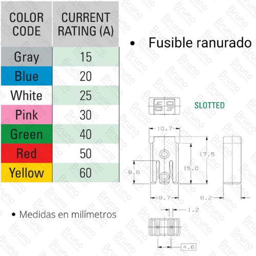 Fusible Micro Mini Muela Ranurado 695 15a 20a 30a 40a 50a 60 Foto 7