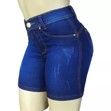  Short Jeans Feminino Cintura Alta Meia Coxa Kit Com 2