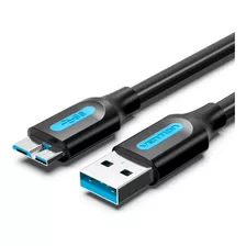 Cable Usb 3.0 Para Micro B Hd Externo Vention Copbf De 1 Metro, Color Negro