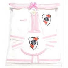 Ajuar 3 Piezas Bata Personalizada Recien Nacida River Plate