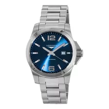 Relógio Longines L3.760.4.96.6 Conquest Quartz Azul 43mm