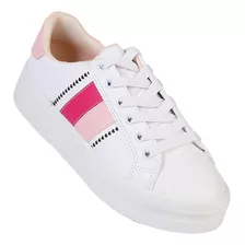 Tenis Casual Mujer Blanco Tacto Piel Stfashion 23503805