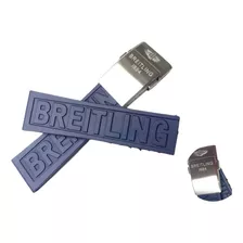 Pulseira Para Breitling Azul 24mm Com Fecho Inox