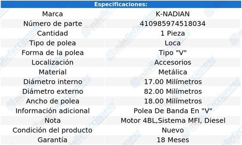 Polea Banda Metalica Tipo  V  Toronado V8 5.7l 79 Al 80 Foto 3