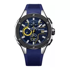 Reloj De Lujo Megir Sport Cronograph Azul Negro 2053