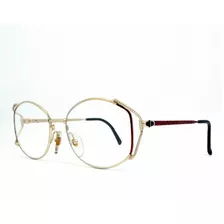 Lente Óptico Dior 2634 Oversized Oval Metal Gold Red Havana