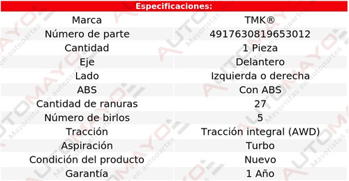 1 - Maza Del Izq/der Con Abs Tmk Forester H4 2.5l 08-12 Foto 2