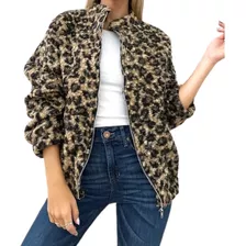 Campera Bomber Animal Print Boucle