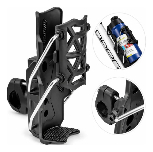 Suporte Garrafa Ajustável Reforçado Moto Bike Guidão Premium Preto