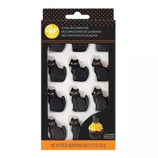 12 Gatos Negros De Azucar Para Halloween Para Reposteria