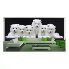 Papel De Parede Cães Filhotes Samoieda 3d 6m² Anm242