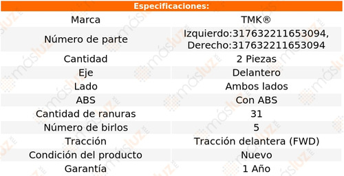 2- Mazas Delanteras Con Abs Mazda 6 2.5l 4 Cil 2012/2016 Tmk Foto 2