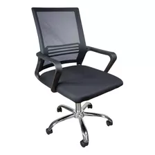 Silla Ejecutiva Mesch Ergonomica Base Cromada De Escritorio Color Negro