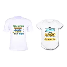 Kit Dia Dos Pais Body Bebê + Camiseta Pai É Espelho