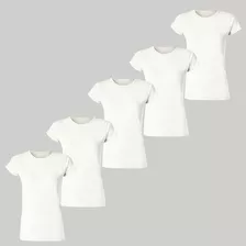 Playera Blanco Mujer Gildan Paquete 5 Playeras 64000l