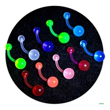 Piercing Ombligo Ilumina Oscuridad Fluorescente 4unid Pw3z