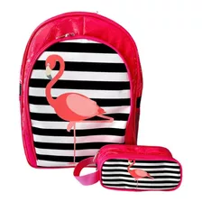 Mochila Flamingo Costas Unicornio Ave + Estojo De Lapis