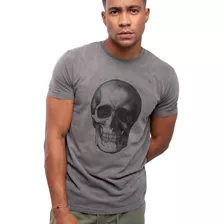 Camiseta Masculina Estonada Camisa Estampada Slim Caveira 