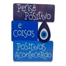 Placa Decorativa Olho Grego Pense Positivo Decoração Mdf