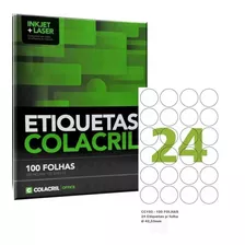 Etiqueta Adesiva Carta Redonda Cc193 42,33m Colacril 100 Fls Cor Branco