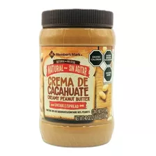 Crema De Cacahuate Untable Members Mark 1.13 Kg Natural Contiene 90% De Cacahuates