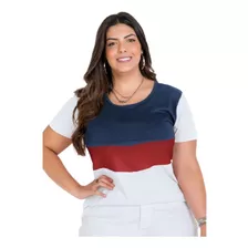 Blusa Feminina Tricolor Plus Size Evangélica Gospel