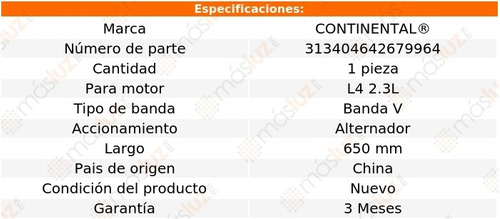 Banda 650 Mm Acc Topaz L4 2.3l 87/91 Continental Alternador Foto 4